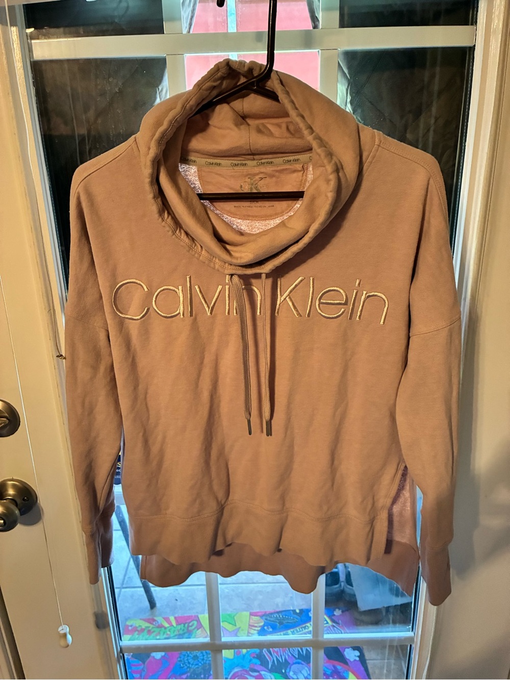 Calvin Klein Pink Logo Cowl Neck Sweatshirt